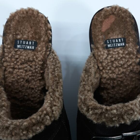 Stuart Weitzman‎ Brown Suede Fur Lined Mules 8M - Picture 7 of 13